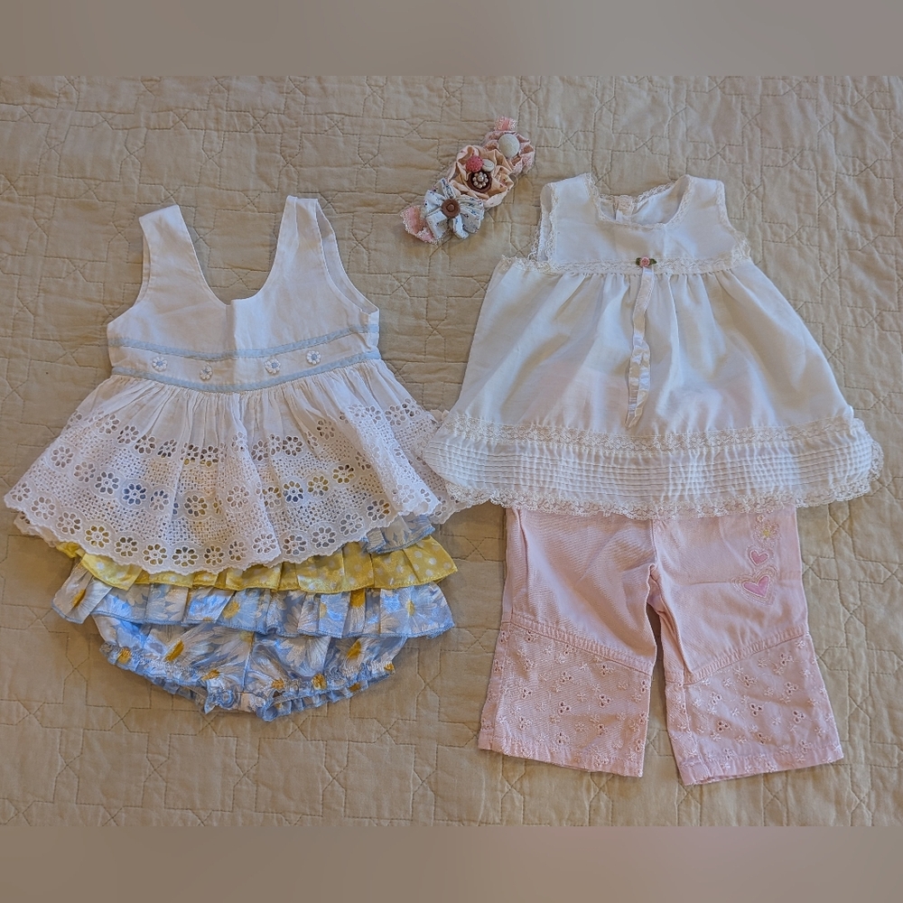 Vintage Baby Pastel Spring Summer Cottagecore Fairycore Outfit Bundle
